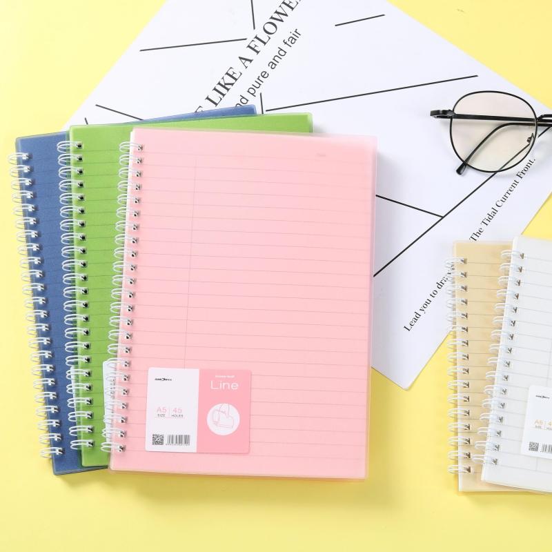 80 Sheet Coil Notebook Waterproof Hardcover Horizontal Line Grid PP Cover
