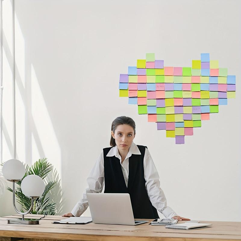 8 Pads Sticky Notes 7.62x7.62 cm Pastel Colors Easy to Post for Home Office