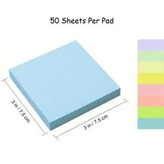 8 Pads Sticky Notes 7.62x7.62 cm Pastel Colors Easy to Post for Home Office