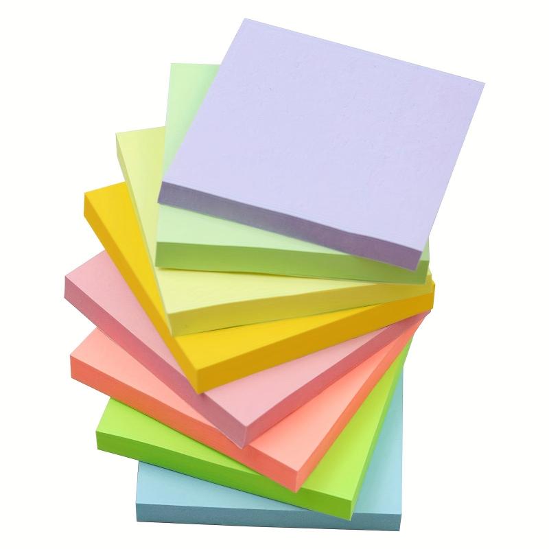 8 Pads Sticky Notes 7.62x7.62 cm Pastel Colors Easy to Post for Home Office