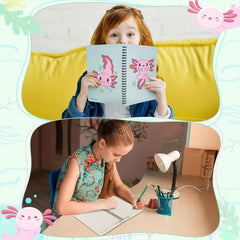 2 Pack Axolotl Lined Journal A5 Notebooks - Foldable Notepad for Girls
