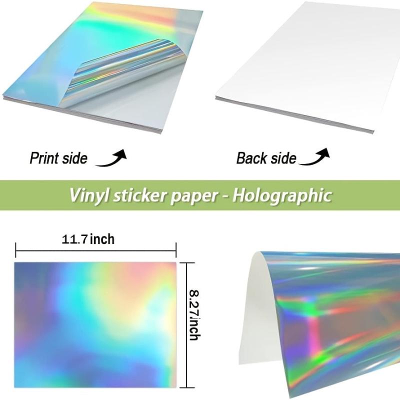 10pcs Printable Holographic Sticker Paper 8.27x11.7 Inches