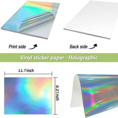 10pcs Printable Holographic Sticker Paper 8.27x11.7 Inches