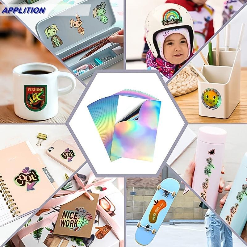 10pcs Printable Holographic Sticker Paper 8.27x11.7 Inches