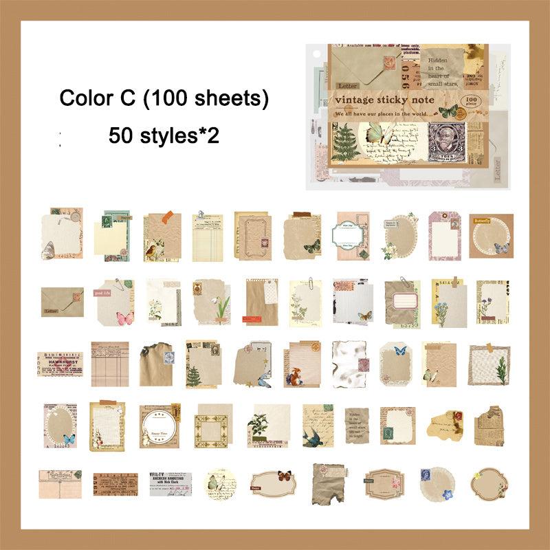 100 Sheets Vintage Scrapbook Paper Scenery & Frame Paper