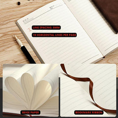 Vintage Faux Leather Notebook, 100 Sheets, 200 Pages