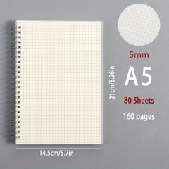 Coil Minimalist Student Notebook Blank Grid Spiral Work Notebook B5