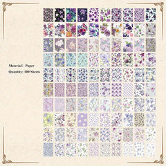 100 Sheets Retro Floral Plants Paper for Scrapbooking DIY Journaling