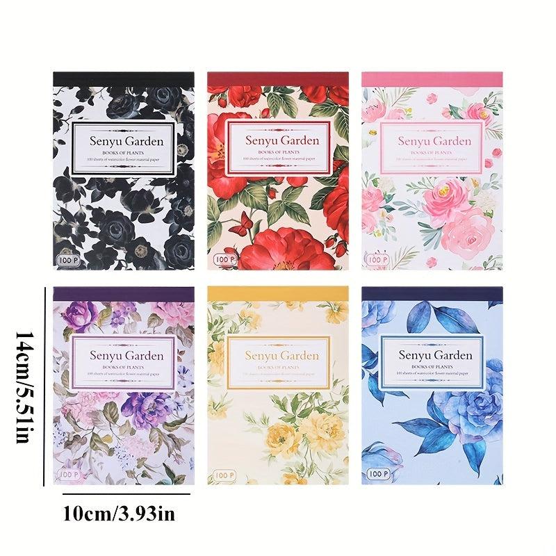 100 Sheets Retro Floral Plants Paper for Scrapbooking DIY Journaling