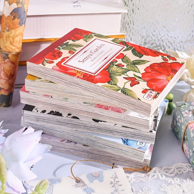 100 Sheets Retro Floral Plants Paper for Scrapbooking DIY Journaling