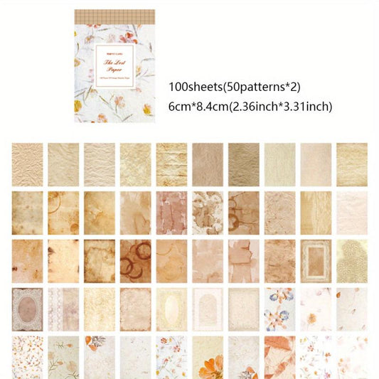 100 Sheets Vintage Scrapbook Paper Non sticky Decorative Materials Paper
