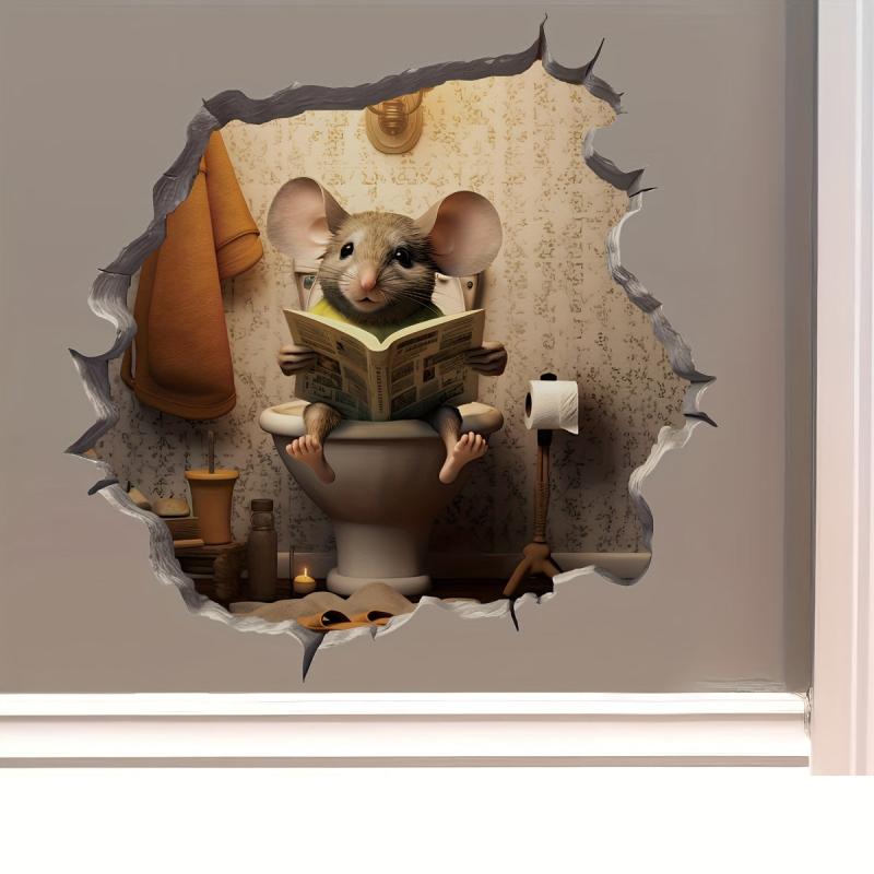 3D Mouse Wall Sticker PVC Waterproof Self adhesive Sticker