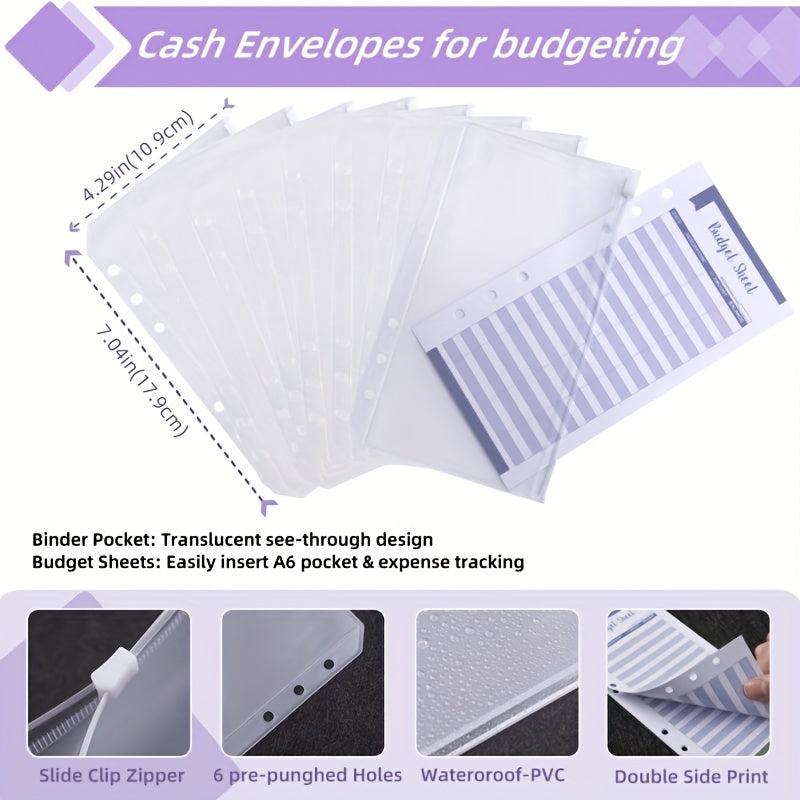 A6 Cash Envelopes Budget Organizer With 8pcs Cash Envelopes & Stickers