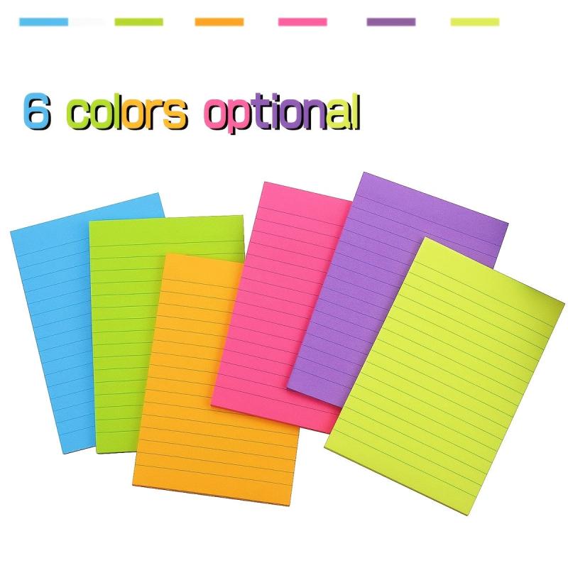 6pcs 4x6 Lined Sticky Notes Pad 50 Sheets Large Colorful Self Adhesive Bulk Pack