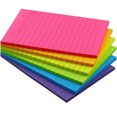 6pcs 4x6 Lined Sticky Notes Pad 50 Sheets Large Colorful Self Adhesive Bulk Pack