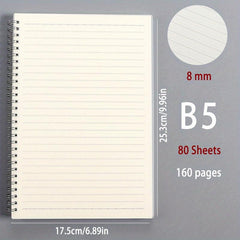 Minimalist Student Notebook Blank Horizontal Line Grid Portable Spiral Work Note