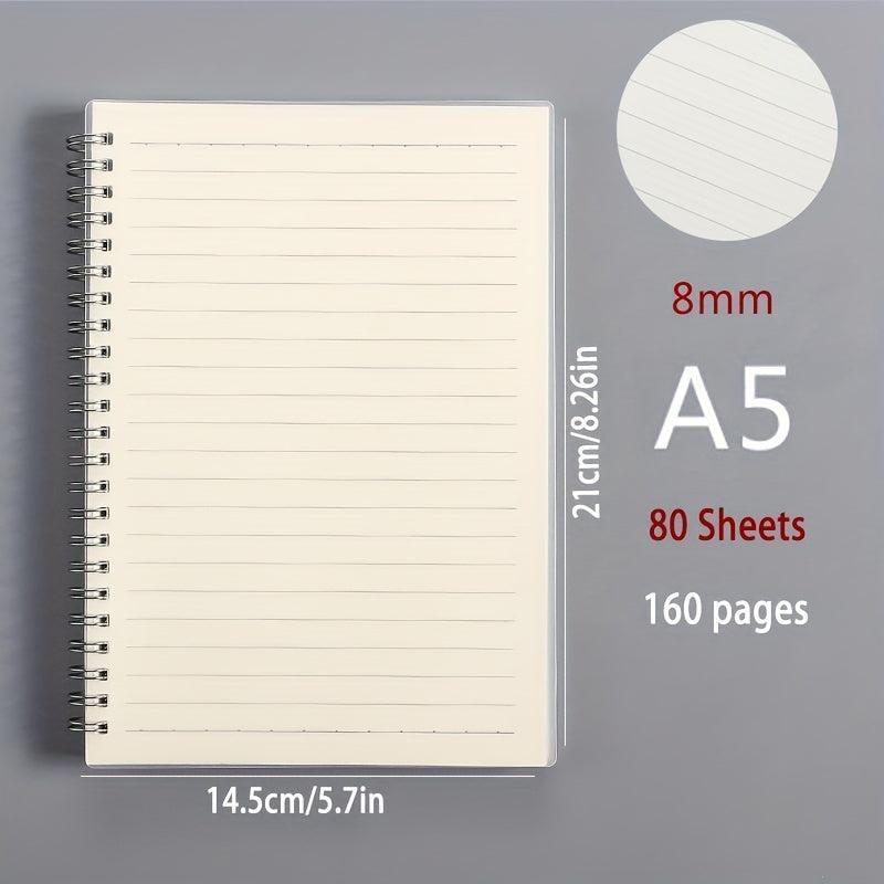 Minimalist Student Notebook Blank Horizontal Line Grid Portable Spiral Work Note