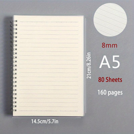 Minimalist Student Notebook Blank Horizontal Line Grid Portable Spiral Work Note