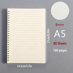Minimalist Student Notebook Blank Horizontal Line Grid Portable Spiral Work Note