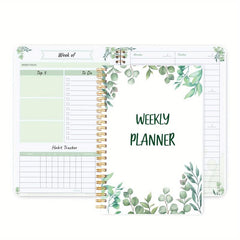 Greenery Weekly Planner Notebook To Do List Habit Tracker 5.8x8in 52 Sheets