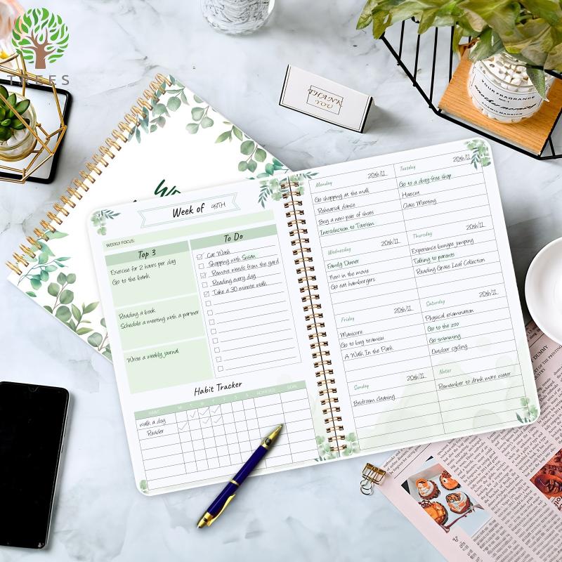 Greenery Weekly Planner Notebook To Do List Habit Tracker 5.8x8in 52 Sheets