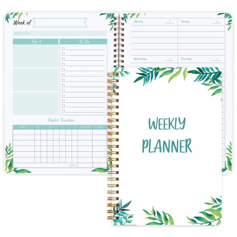 Greenery Weekly Planner Notebook To Do List Habit Tracker 5.8x8in 52 Sheets