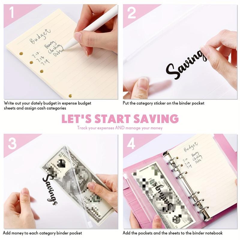 Heart Pattern Budget Binder with Cash Envelopes