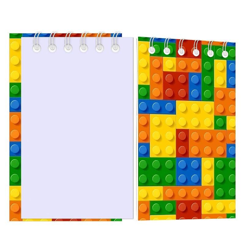 12pcs Mini Building Block Notebooks Spiral Notepads Assorted Brick Styles