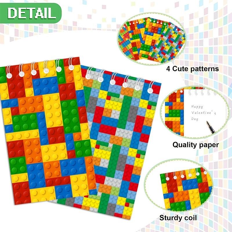 12pcs Mini Building Block Notebooks Spiral Notepads Assorted Brick Styles