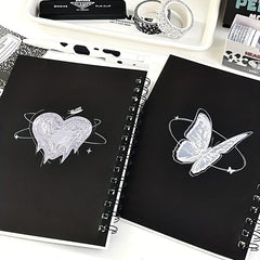A5 Vintage Spiral Notebook Butterfly Heart Diary 50 Sheets