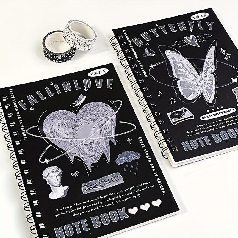 A5 Vintage Spiral Notebook Butterfly Heart Diary 50 Sheets