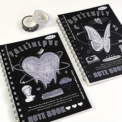 A5 Vintage Spiral Notebook Butterfly Heart Diary 50 Sheets