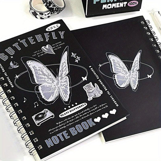 A5 Vintage Spiral Notebook Butterfly Heart Diary 50 Sheets