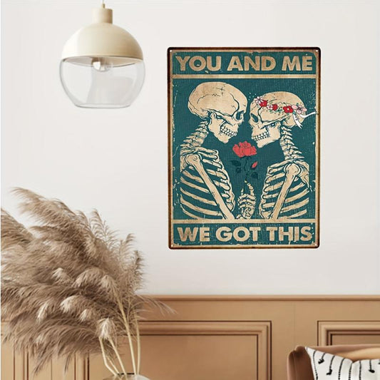Skull Couple Metal Tin Sign Vintage Poster Home Bar Garage Office Decor