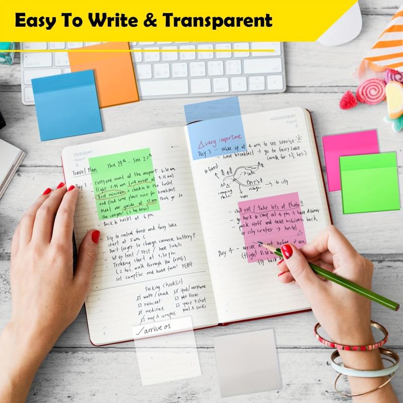 800 Clear Sticky Notes 7.62x7.62 cm 14 Pads Index Sticker Transparent