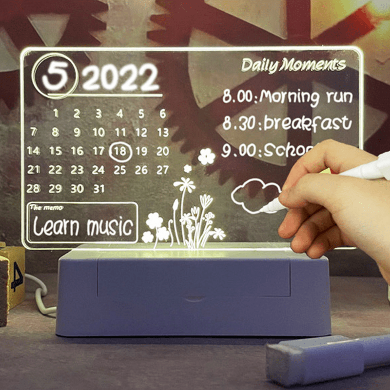 Luminous Acrylic Note Board Erasable Message Board Desktop Writing Board