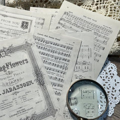 10pcs Retro Music Notation Book Page for Journal DIY Decoration