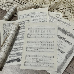 10pcs Retro Music Notation Book Page for Journal DIY Decoration