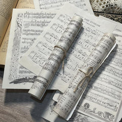 10pcs Retro Music Notation Book Page for Journal DIY Decoration