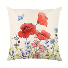 Red Rose Flower Print Throw Pillow Case Cushion Cover 100% Polyester 44x44