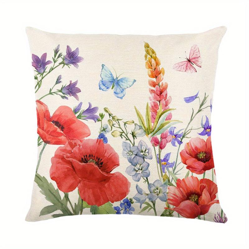 Red Rose Flower Print Throw Pillow Case Cushion Cover 100% Polyester 44x44
