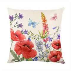 Red Rose Flower Print Throw Pillow Case Cushion Cover 100% Polyester 44x44