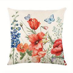 Red Rose Flower Print Throw Pillow Case Cushion Cover 100% Polyester 44x44