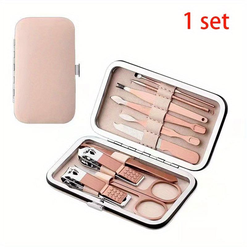 10pcs Pink Nail Scissors Set Manicure Pedicure Cuticle Dead Skin Cutter