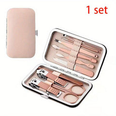 10pcs Pink Nail Scissors Set Manicure Pedicure Cuticle Dead Skin Cutter