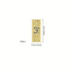 100PCS Retro Tearable Ticket Book Time & Space Series DIY Decorative Labels