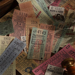 100PCS Retro Tearable Ticket Book Time & Space Series DIY Decorative Labels