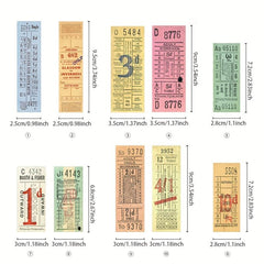 100PCS Retro Tearable Ticket Book Time & Space Series DIY Decorative Labels