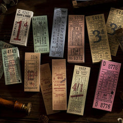 100PCS Retro Tearable Ticket Book Time & Space Series DIY Decorative Labels
