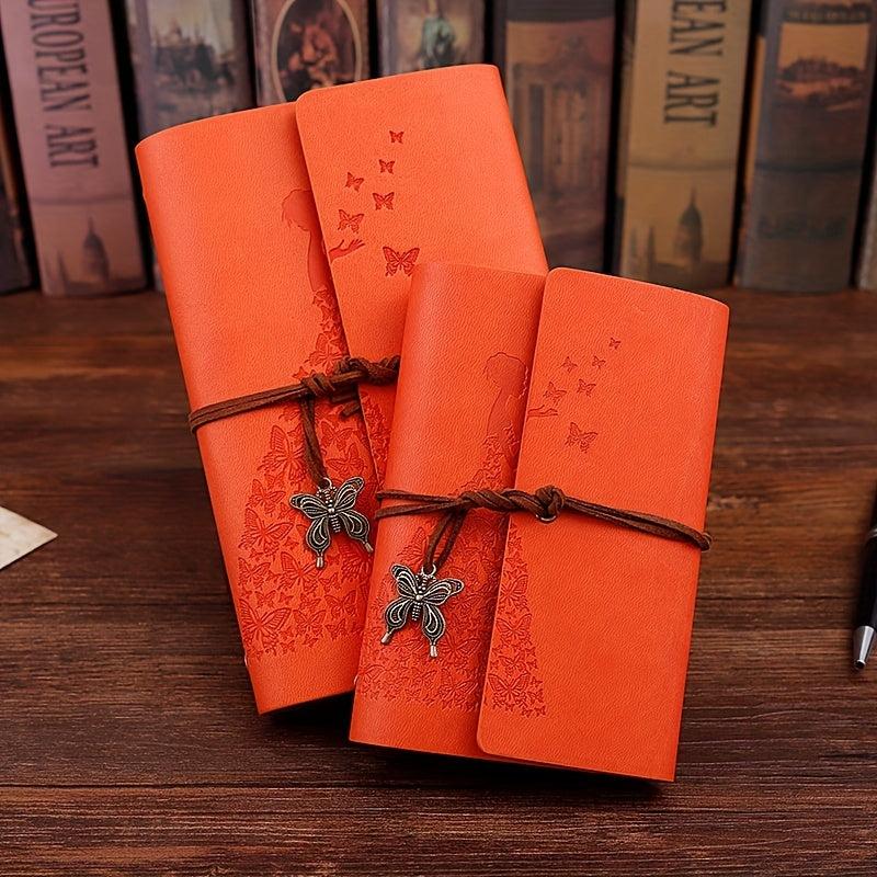 Vintage Leather Butterfly Journal Notebook Spiral Bound Sketchbook
